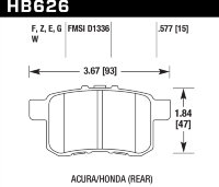 Колодки тормозные HB626G.577 HAWK DTC-60 Acura/Honda (Rear) 14 mm