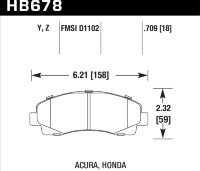 Колодки тормозные HB678Y.709 HAWK LTS перед Honda Ridgeline ; Acura TL 2009-2013