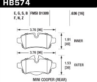 Колодки тормозные HB574E.636 HAWK Blue 9012; Mini Cooper (Rear) 16mm