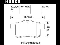 Колодки тормозные HB626W.577 HAWK DTC-30 Acura/Honda (Rear) 14 mm