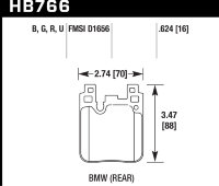 Колодки тормозные HB766G.624 HAWK DTC-60; задн. BMW M4 F82, F32; M3 F80 F30; F20 F22 F87 M-Perfor