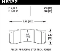 Колодки тормозные HB122G.980 HAWK DTC-60  ALCON CAR89 / AP RACING / Stop Tech ST-60