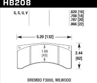 Колодки тормозные HB208U.708 HAWK DTC-70 Brembo F3000 18 mm