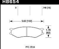 Колодки тормозные HB654U.748 HAWK DTC-70 PFC ZR34 19 mm