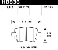 Колодки тормозные HB836B.651 HAWK HPS 5.0 VOLKSWAGEN Alltrack  задние