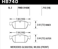 Колодки тормозные HB740Z.712 HAWK PC; передн MB GL W166 AMG Sports Package