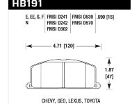 Колодки тормозные HB191S.590 HAWK HT-10 Toyota 15 mm