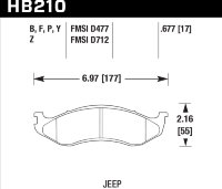 Колодки тормозные HB210F.677 HAWK HPS передние JEEP / KIA