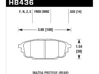 Колодки тормозные HB436E.535 HAWK Blue 9012; Mazda Ptotoge (Rear) 14mm