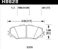 Колодки тормозные HB628Z.651 HAWK PC; 17mm