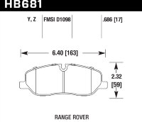 Колодки тормозные HB681Z.686 HAWK Perf. Ceramic Land Rover Discovery 3, 4; Range Rover 3
