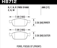 Колодки тормозные HB712G.680 HAWK DTC-60; Focus ST 17mm