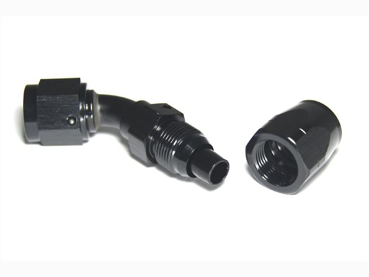 - 6 AN (6AN AN6) фитинг 45°, 20 серия Cutter Style, BLACKROCK LAB ЧЁРНЫЙ, A06-045-2BK