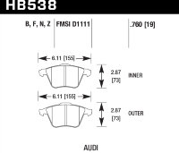 Колодки тормозные HB538F.760 HAWK HPS передние  Audi A4 8E, A6 4F, A8 4E