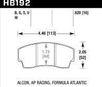 Колодки тормозные HB192U.620 HAWK DTC-70  Alcon H-Type / AP Racing