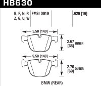 Колодки тормозные HB630G.626 HAWK DTC-60; BMW (Rear) 16mm