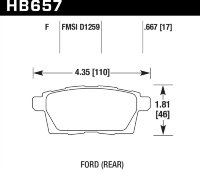 Колодки тормозные HB657F.667 HAWK HPS Mazda CX-7, CX-9 задние