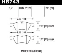 Колодки тормозные HB743Z.795 HAWK PC; 20mm перед  MB E W211; M W164; R W251; G W463; GL W164