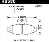Колодки тормозные HB580G.627 HAWK DTC-60 Factory 5 (Rear) 16 mm