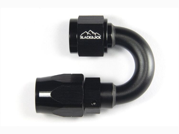 - 6 AN (6AN AN6) фитинг 180°, 20 серия Cutter Style, BLACKROCK LAB ЧЁРНЫЙ, A06-180-2BK