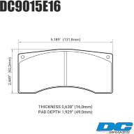 Колодки тормозные DC9015E16 DC Brakes RT.2 Alcon, Wilwood, Brembo, JBT FB4P1 - Колодки тормозные DC9015E16 DC Brakes RT.2 Alcon, Wilwood, Brembo, JBT FB4P1