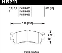 Колодки тормозные HB211S.634 HAWK HT-10; Ford, Mazda 16mm