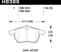 Колодки тормозные HB388F.756 HAWK HPS передние OPEL Vectra (B) / SAAB 9-3, 9-5