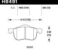 Колодки тормозные HB491F.693 HAWK HPS передние Volvo