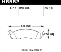 Колодки тормозные HB552Y.722 HAWK LTS DODGE RAM