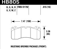 Колодки тормозные HB805W.615 HAWK DTC-30 перед FORD MUSTANG BREMBO PACKAGE 2015->