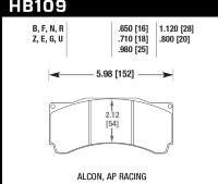 Колодки тормозные HB109U.710 HAWK DTC-70 (БЕЗ УШКА) PROMA 6 порш; StopTech; AP RACING; HPB тип 18 mm