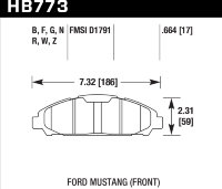 Колодки тормозные HB773G.664 HAWK DTC-60;  Mustang (Front) 2015-> диск 320mm