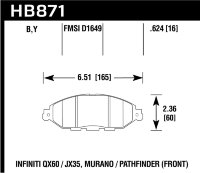 Колодки тормозные HB871B.624 перед NISSAN PATHFINDER IV (R52); INFINITY QX60;