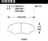 Колодки тормозные HB393G.665 HAWK DTC-60; Honda (Front) 17mm