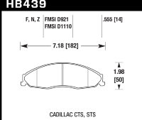 Колодки тормозные HB439Z.555 HAWK PC передние CADILLAC / PONTIAC