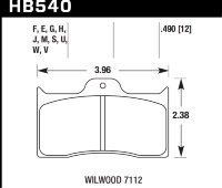 Колодки тормозные HB540G.490 HAWK DTC-60 Wilwood 12 mm