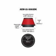 Воздушный фильтр нулевого сопротивления AEM 21-2093DK универсальный D=152mm L=102 мм - Воздушный фильтр нулевого сопротивления AEM 21-2093DK универсальный D=152mm L=102 мм