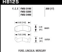 Колодки тормозные HB125E.650 HAWK Blue 9012 Mustang 17 mm
