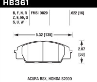Колодки тормозные HB361G.622 HAWK DTC-60 Honda S2000/Civic Type "R", Acura RSX 16 mm