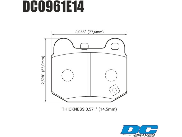 Колодки тормозные DC0961E14 DC Brakes RT.2  задние MMC Lancer Evo V-IX / SUBARU WRX Sti