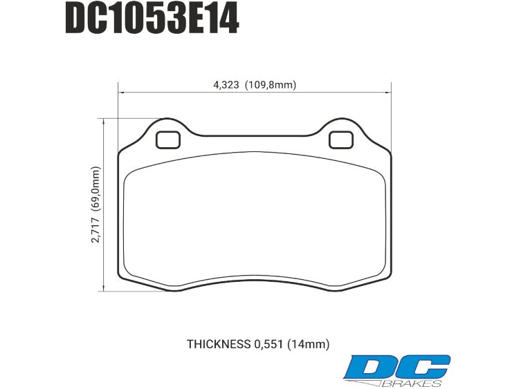 Колодки тормозные DC1053E14 DC Brakes RT.2 Brembo тип A, C, F; JBT CM4P1