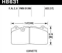 Колодки тормозные HB631U.622 HAWK DTC-70 Corvette 16 mm