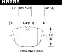 Колодки тормозные HB686Z.645 HAWK Perf. Ceramic задние Range Rover Supercharged/Sport 2010-2013
