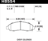 Колодки тормозные HB554U.643 HAWK DTC-70 Isuzu 16 mm