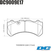 Колодки тормозные DC9009E17 DC Brakes RT.2 Brembo 6 поршней тип J, N / PORSCHE 911 (997) 