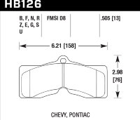 Колодки тормозные HB126E.505 HAWK Blue 9012 Early Corvette 13 mm