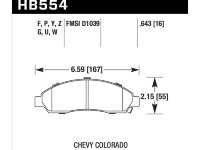Колодки тормозные HB554W.643 HAWK DTC-30; Isuzu 17mm