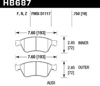 Колодки тормозные HB687Z.750 HAWK Perf. Ceramic  AUDI S6, S8 2007-2012