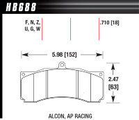 Колодки тормозные HB688B.710 HAWK HPS 5.0 PROMA 6 порш, AP Racing, Stop Tech, JBT, Alcon, HPB, XYZ 