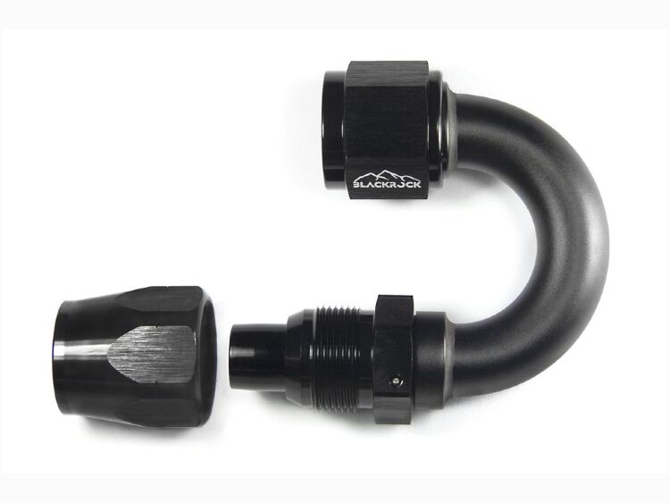 - 10 AN (10AN AN10) фитинг 180°, 20 серия Cutter Style, BLACKROCK LAB ЧЁРНЫЙ, A10-180-2BK